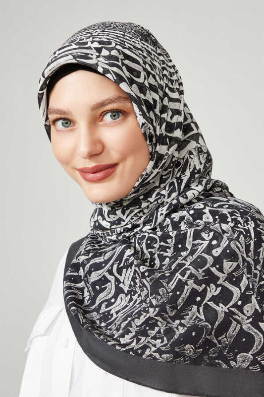 Shams Silk Shawl Black - 4