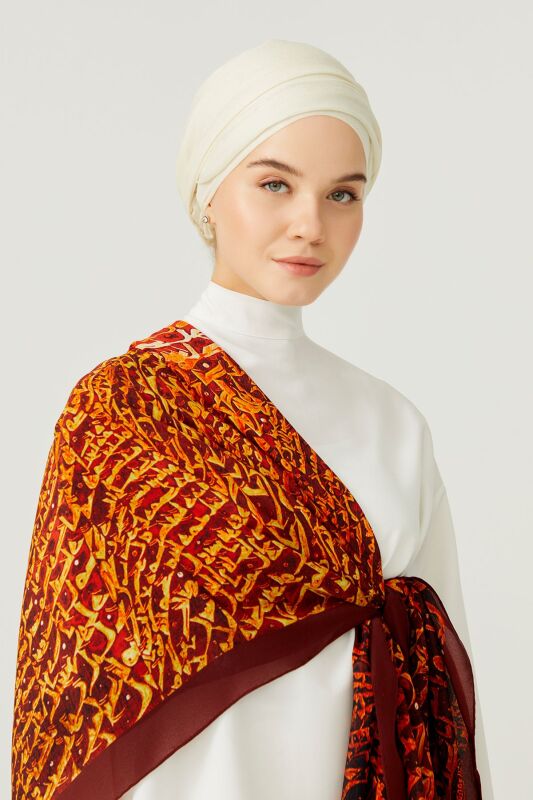 Shams Silk Shawl Orange - 5