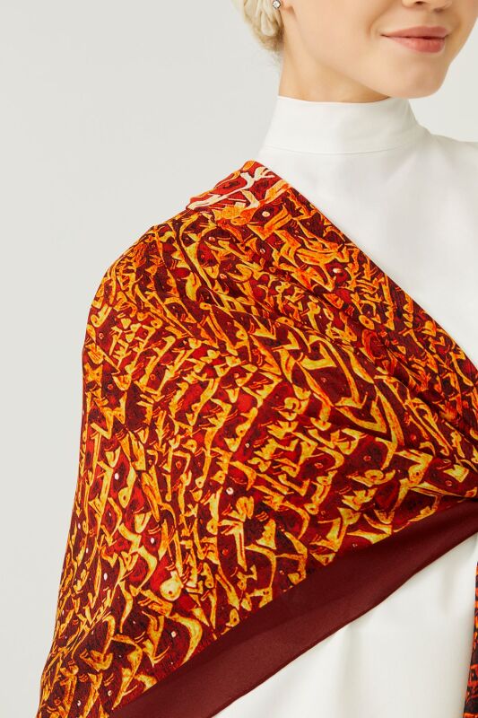 Shams Silk Shawl Orange - 4
