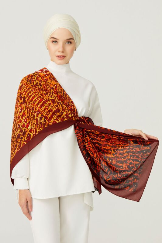 Shams Silk Shawl Orange - 2