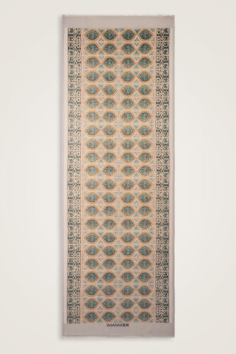 Shamsa and Mihrab Petroleum-Beige Wool Shawl - Imannoor