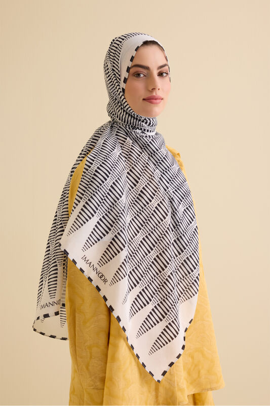Shuttle Black-White Cotton Floss Shawl - 1