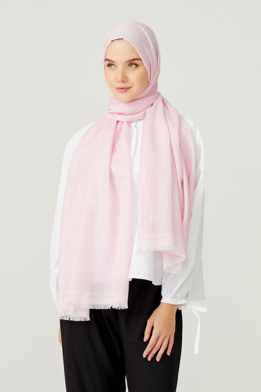 Shuttle Cotton Silk Shawl Pink - 2
