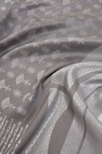 Silvery Carnation Silk Shawl Anthracite - 3