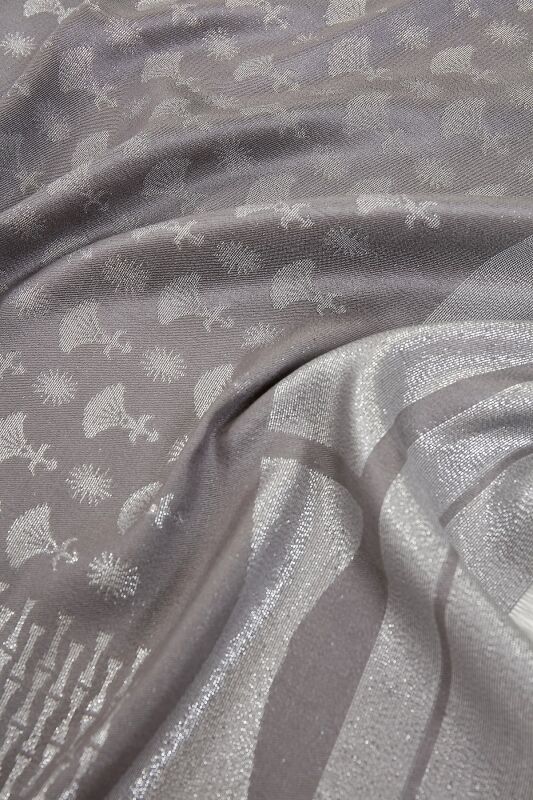 Silvery Carnation Silk Shawl Anthracite - 3