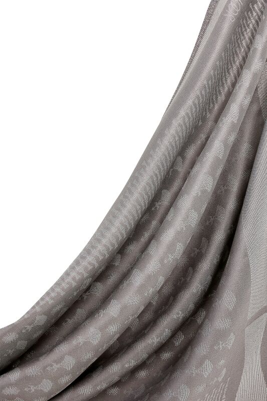 Silvery Carnation Silk Shawl Anthracite - 5
