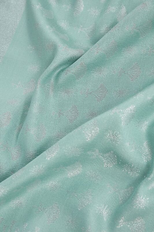Silvery Carnation Silk Shawl Mint - 3