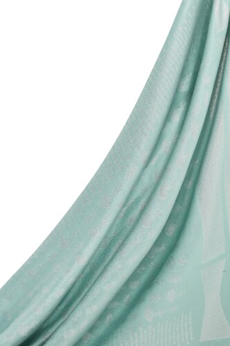 Silvery Carnation Silk Shawl Mint - 5