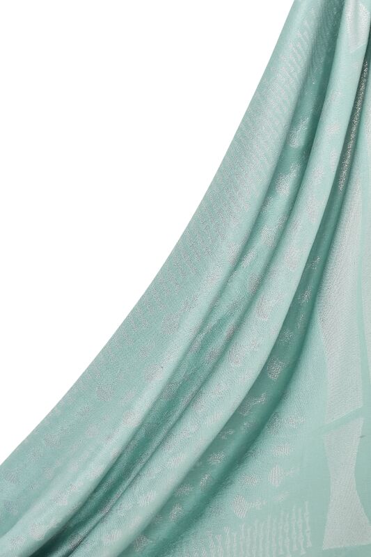 Silvery Carnation Silk Shawl Mint - 5