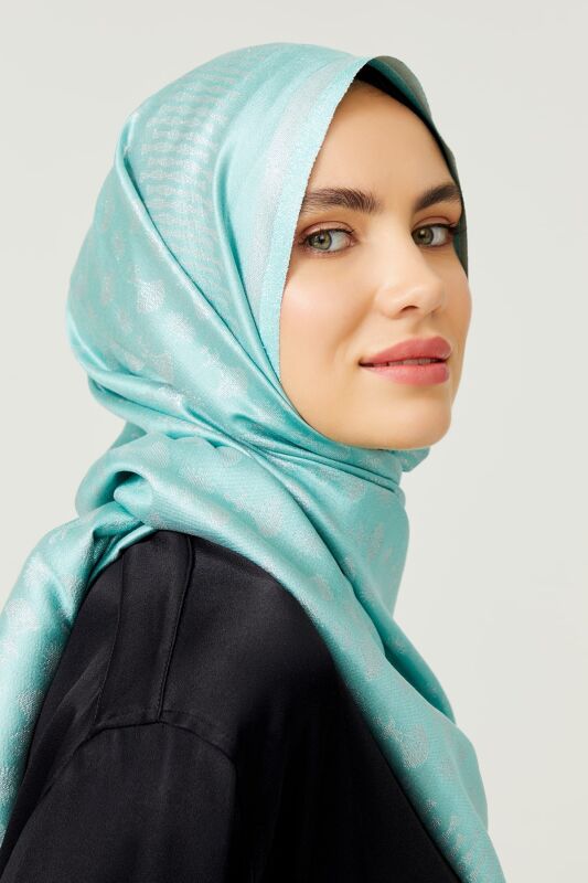 Silvery Carnation Silk Shawl Mint - 6