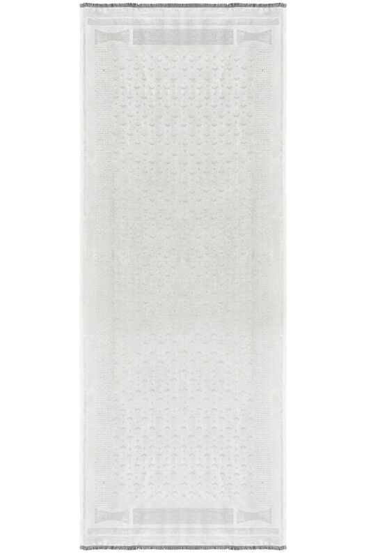 Silvery Carnation Silk Shawl White - 1