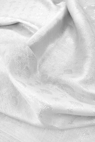 Silvery Carnation Silk Shawl White - 3