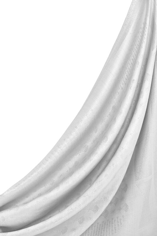 Silvery Carnation Silk Shawl White - 5