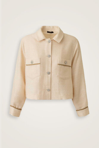 Simli Ekru Kısa Ceket - Imannoor (1)