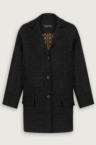 Simli Siyah Uzun Ceket - Imannoor (1)