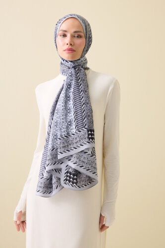 Sırma Koyu Gri Floş Viskon Şal 72x212 - 3