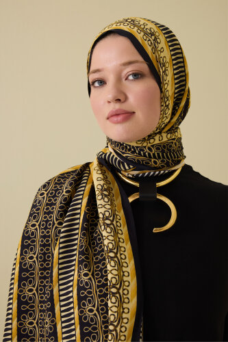 Sırma Sarı Floş Viskon Şal 72x212 