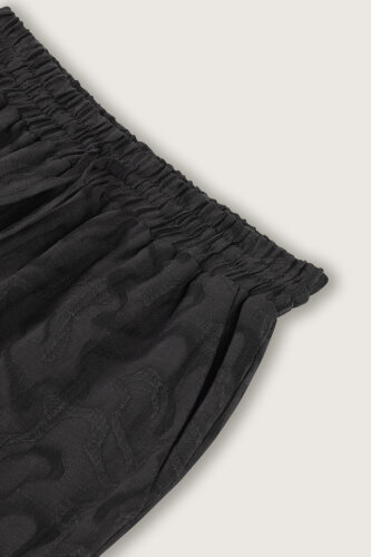 Siyah Keten Jakar Pantolon - 6