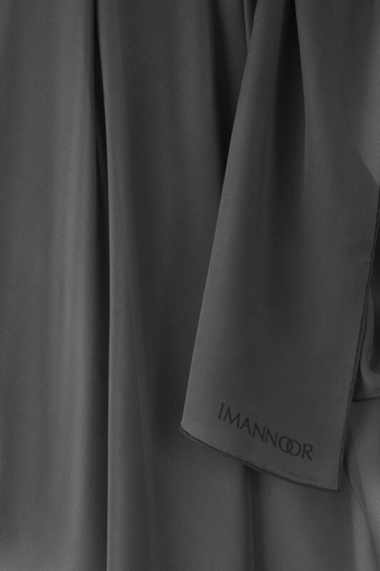 Solid Color Anthracite Crepe Silk Scarf - 4