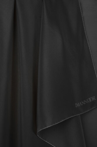 Solid Color Black Crepe Silk Scarf - 3