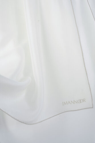 Solid Color White Crepe Silk Scarf - 4