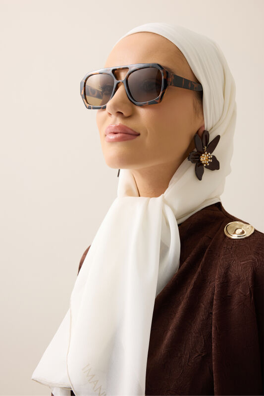 Solid Color White Crepe Silk Scarf - 1