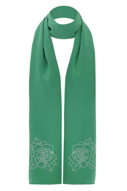 Solid Mongol Silk Shawl Green - 2