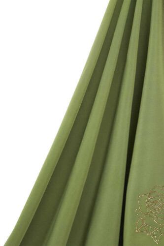 Solid Mongol Silk Shawl Khaki - 5