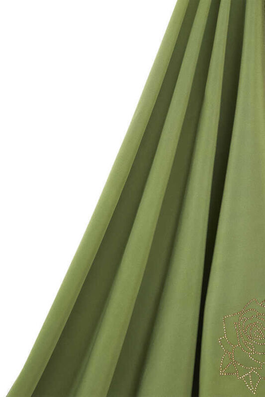 Solid Mongol Silk Shawl Khaki - 5