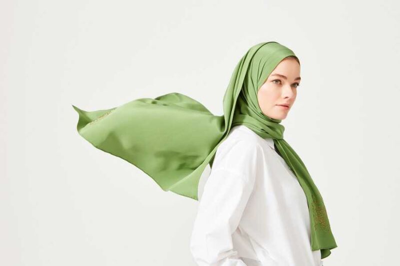 Solid Mongol Silk Shawl Khaki - 6