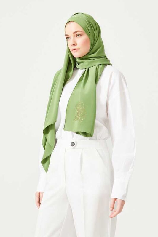Solid Mongol Silk Shawl Khaki - 7