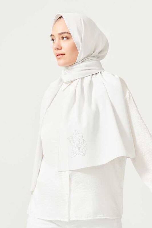Solid Mongol Silk Shawl Light Grey - 6