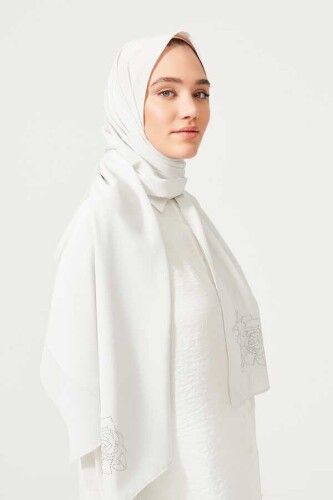 Solid Mongol Silk Shawl Light Grey - 7