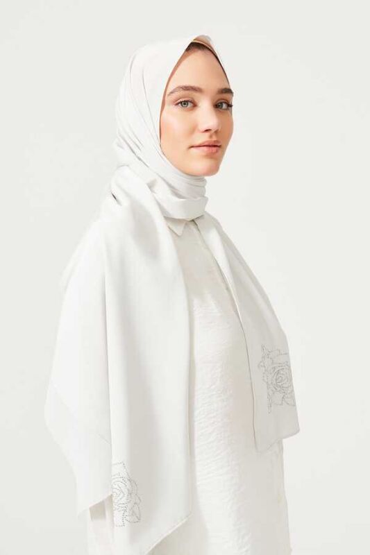 Solid Mongol Silk Shawl Light Grey - 7