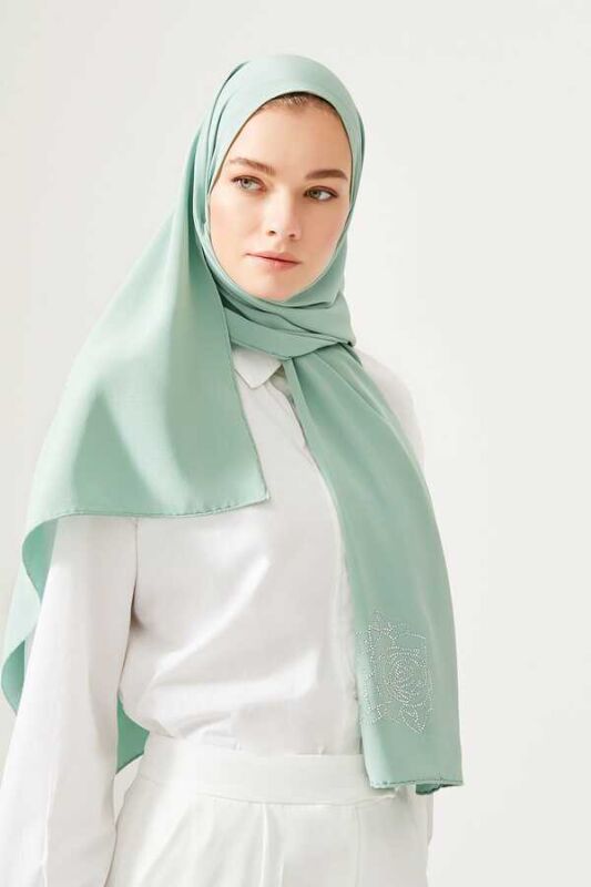 Solid Mongol Silk Shawl Pale Green - 2