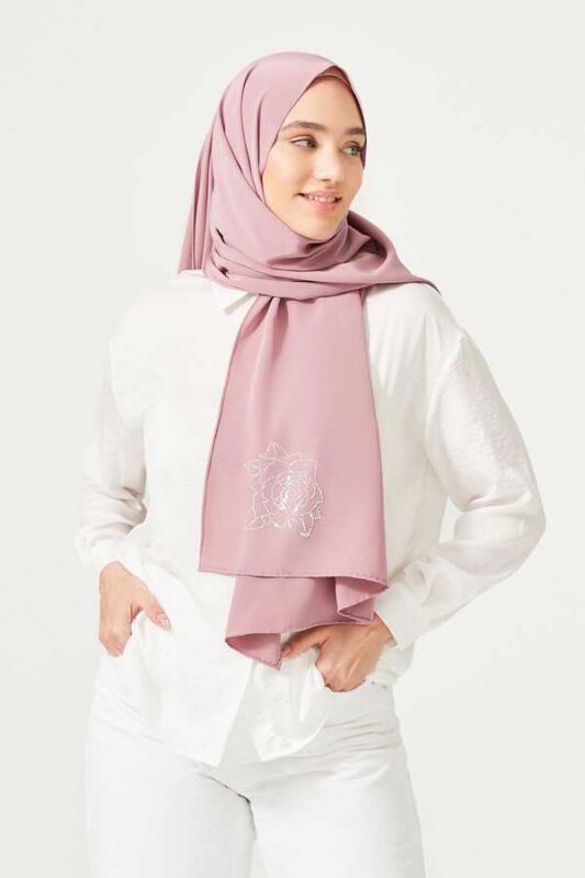 Solid Mongol Silk Shawl Rose - 2