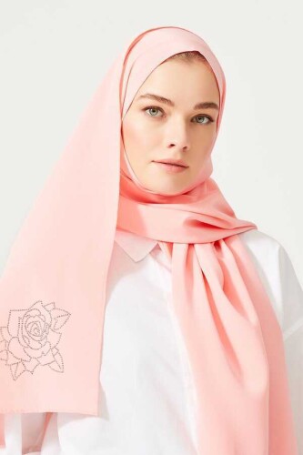 Solid Mongol Silk Shawl Salmon - 2