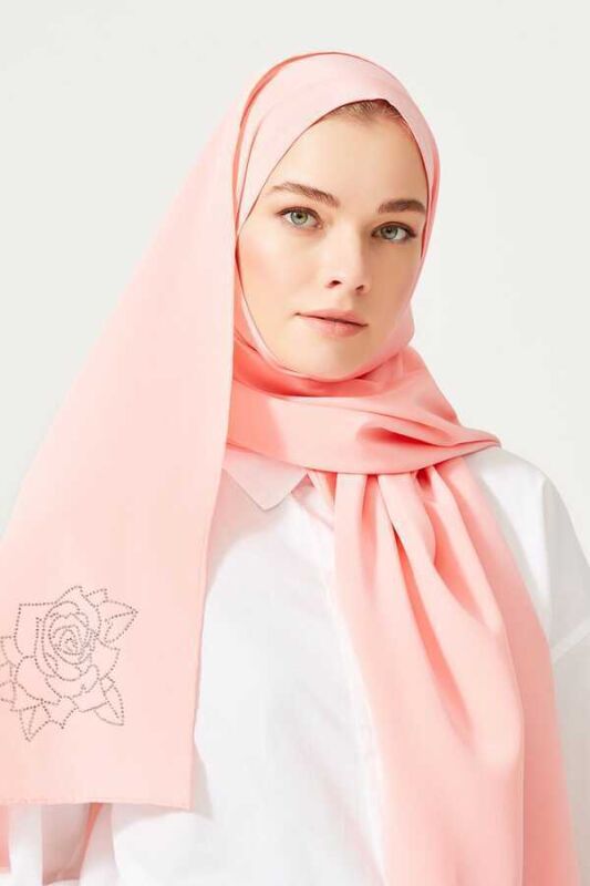 Solid Mongol Silk Shawl Salmon - 2