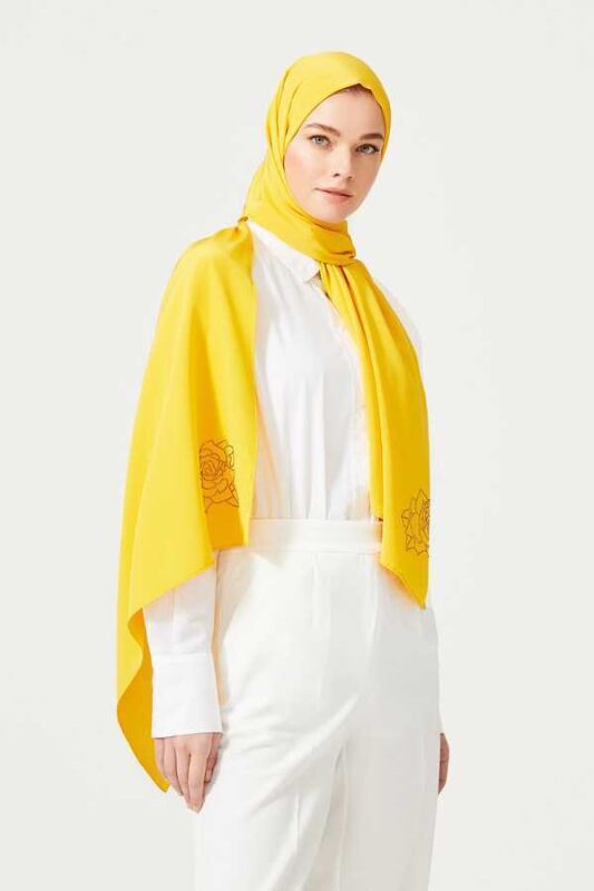 Solid Mongol Silk Shawl Yellow - 7