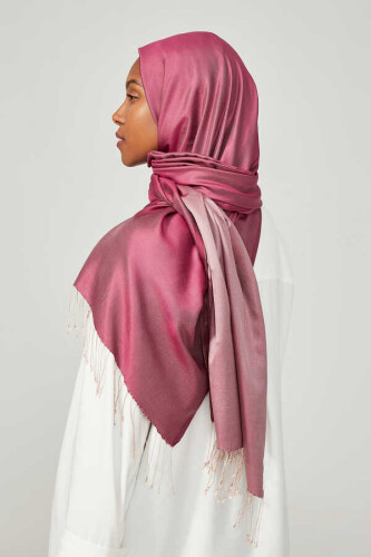 Solid Reversible Silk Shawl Fuchsia - 4