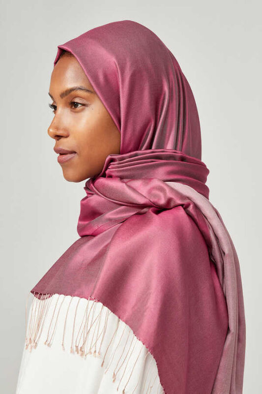 Solid Reversible Silk Shawl Fuchsia - 2