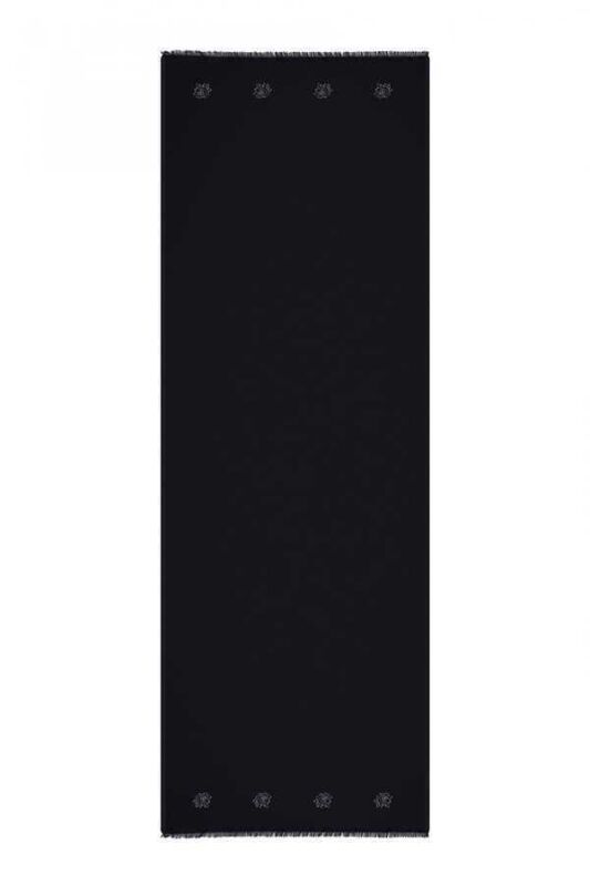 Solid Twill Silk Shawl Black - 1