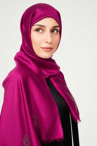 Solid Twill Silk Shawl Fuchsia - 2