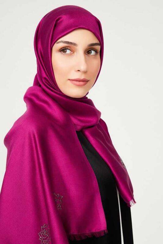 Solid Twill Silk Shawl Fuchsia - 2