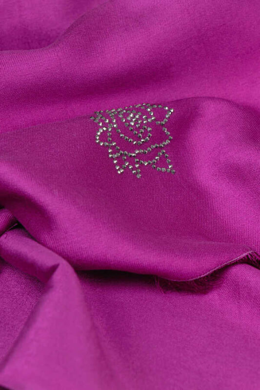 Solid Twill Silk Shawl Fuchsia - 3