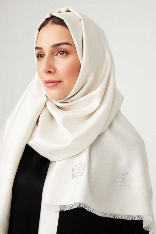 Solid Twill Silk Shawl Off White - 2