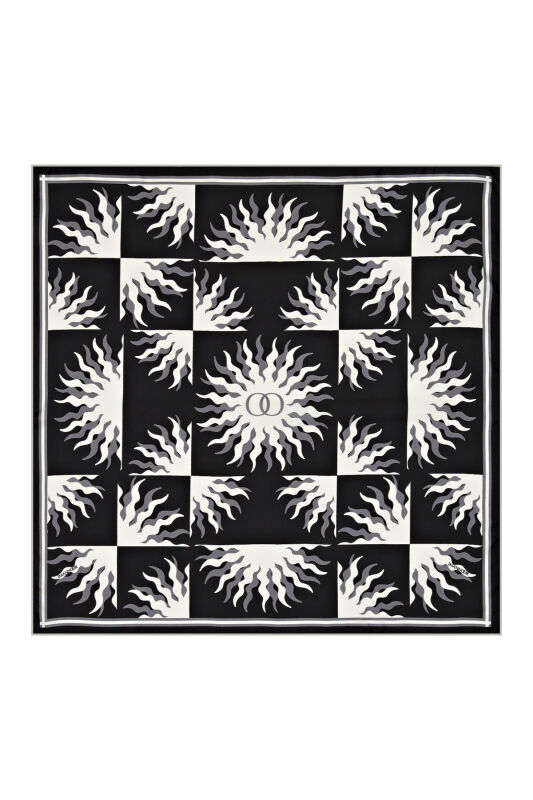 Sun Logo Silk Scarf Black - 1