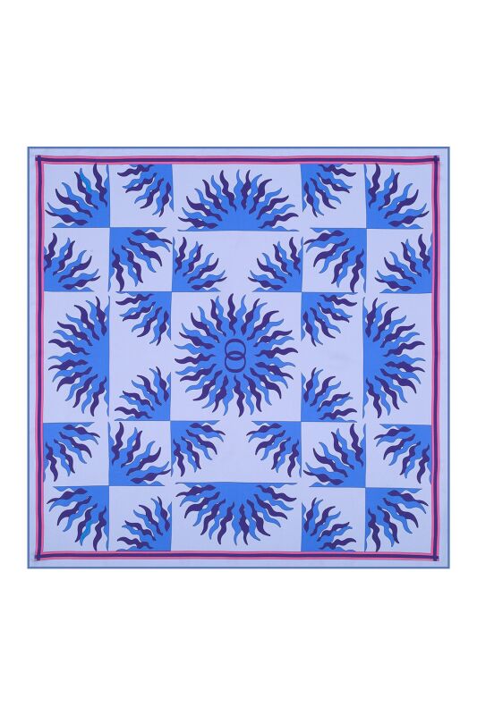 Sun Logo Silk Scarf Indigo - 1
