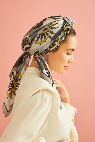 Sun Monogram Silk Scarf Grey - 2