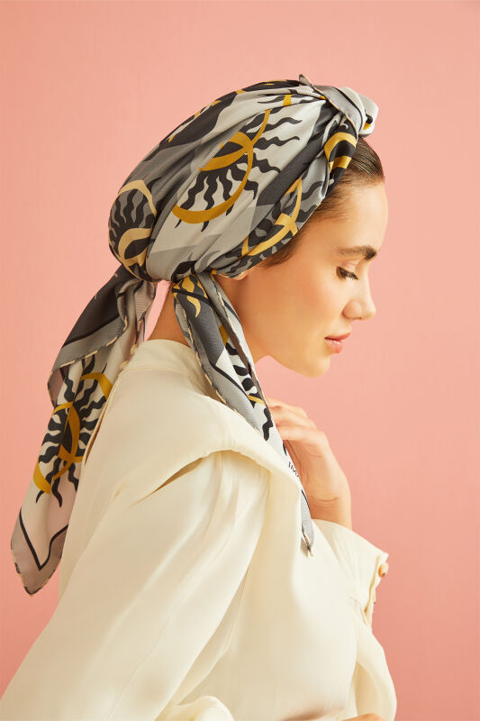 Sun Monogram Silk Scarf Grey - 2